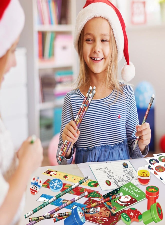 BEARUN 168 PCS Christmas Party Favors for Kids, 24-Pack Christmas Stationery Set for Stocking Stuffers, Christmas-Themed Classroom Gift Exchange Carnival Events Class Reward Gifts and Prizes - Image 5